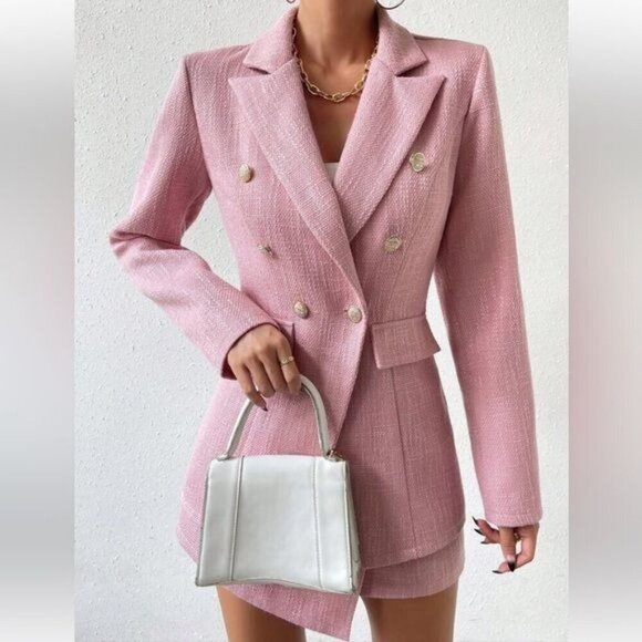 Pink Raffinéa Double Breasted Blazer Oversized Size Large - Picture 1 of 8